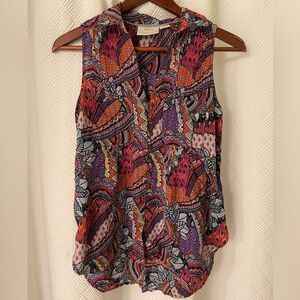 Anthropologie Maeve Multicolor Patterned Sleeveless Blouse Size XS